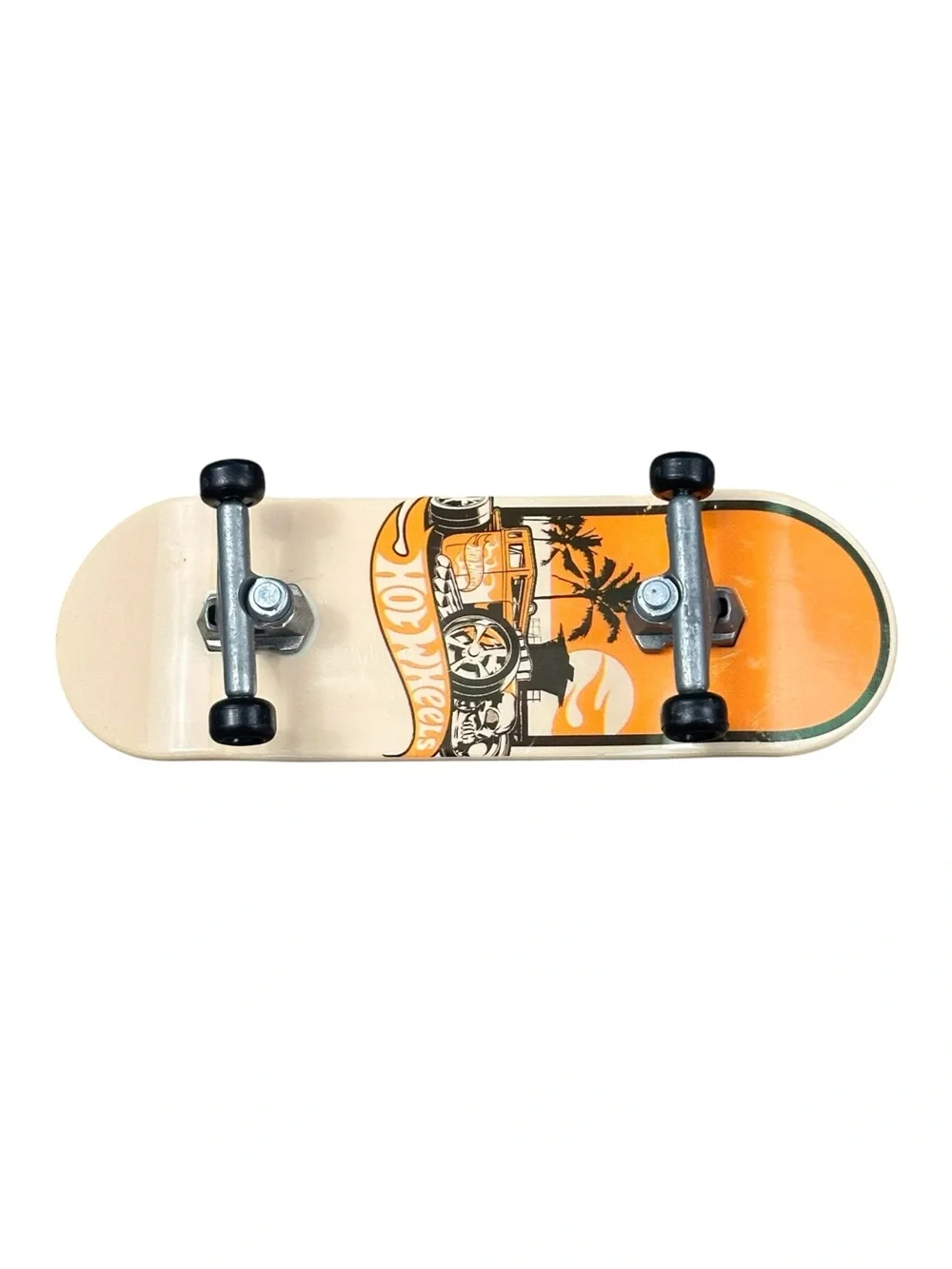 Hot Wheels Fingerboard Mini Skateboard Orange Hot Rod Skull Palm Trees Tech Deck